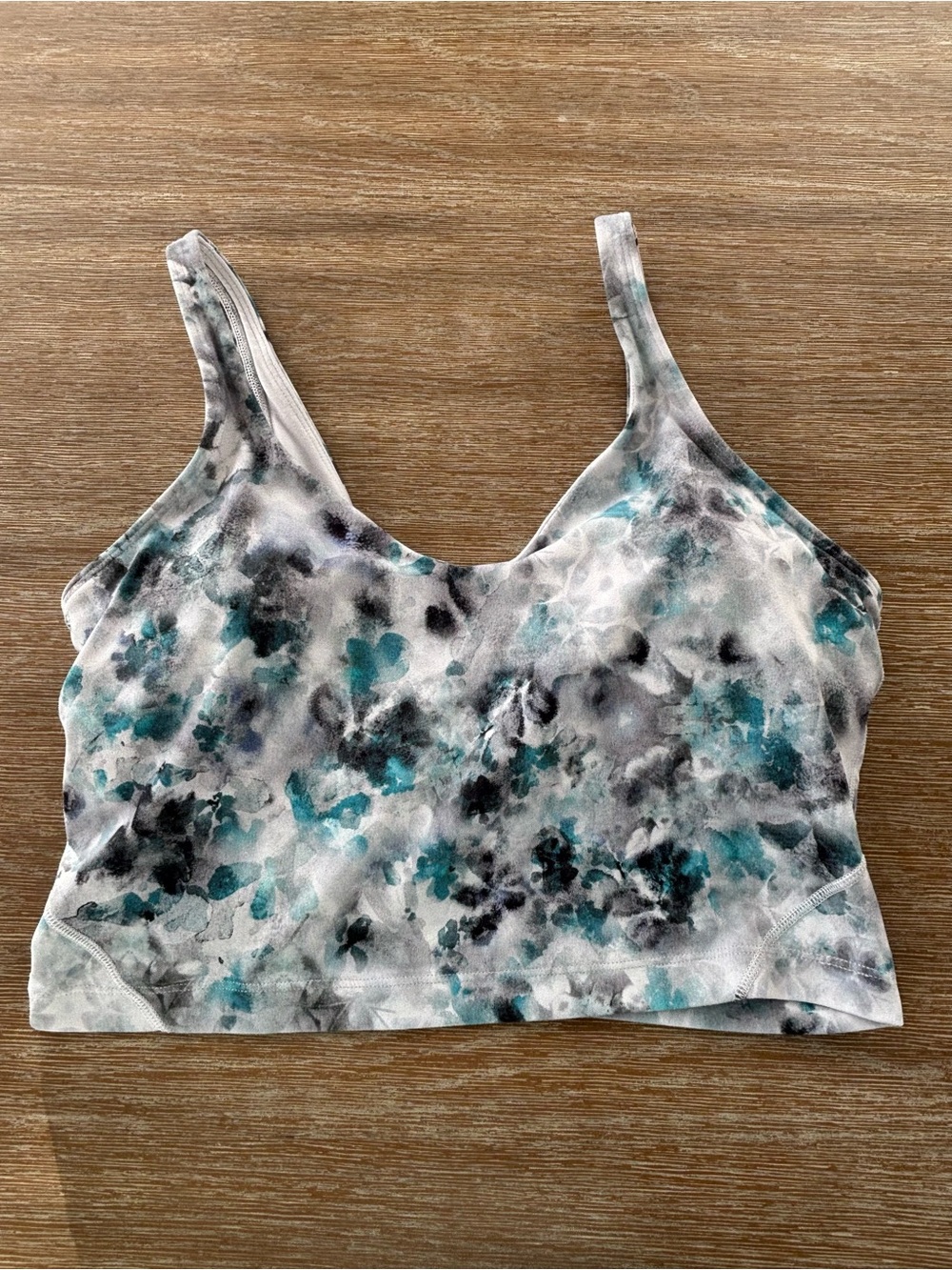 lululemon athletica Watercolor Floral Sports Bra/Crop Tank - Teal & Gray